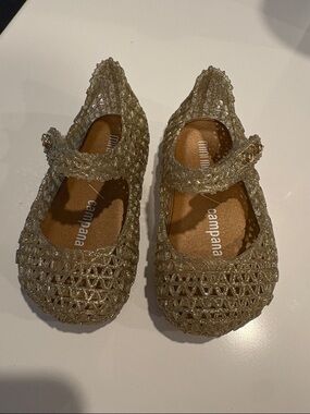 Mini Melissa Glitter Gold Jelly Mary Jane Sandals size 5